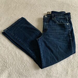 Women’s 30 AMO Denim Jane True Blue Cropped Mid Rise Flare Jeans